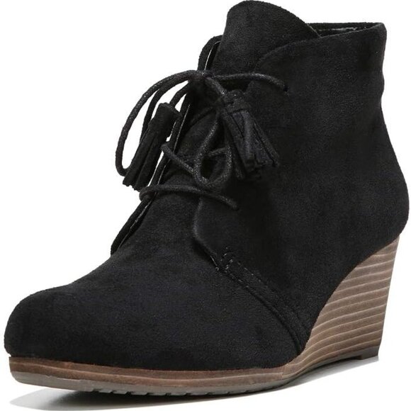 Women’s Faux Suede Ankle Boot Lace-Up Wedge Heel Memory Foam Comfort Size 8.5 - Picture 1 of 8